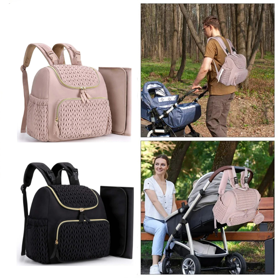 Diaper Bag Backpack - حقيبة ظهر كبيرة السعة للحفاضات بنمط
