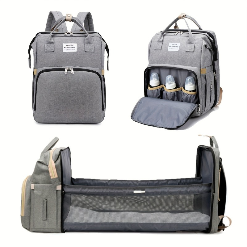 Diaper Bag Backpack - حقيبة أطفال عصرية قابلة للطي، حقيبة