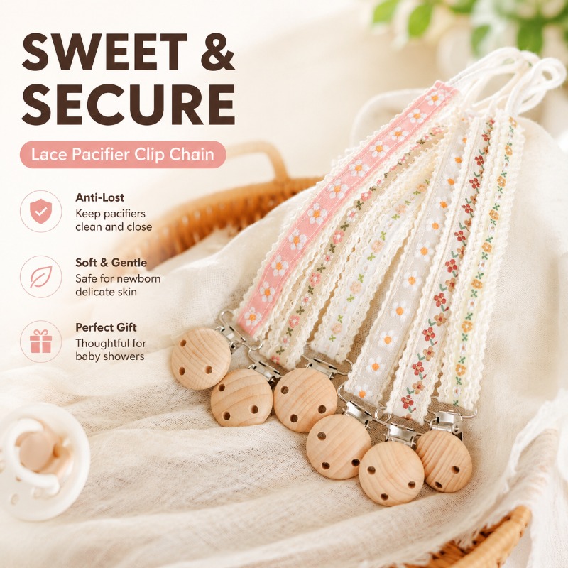 Baby Products For Gift - سلسلة مشبك لهاية من الدانتيل للمواليد